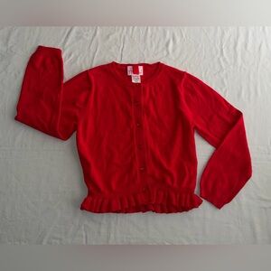 Flourish Girl Red Ruffle Hem Button Front Cardigan Girls Size 7/8 NWOT
